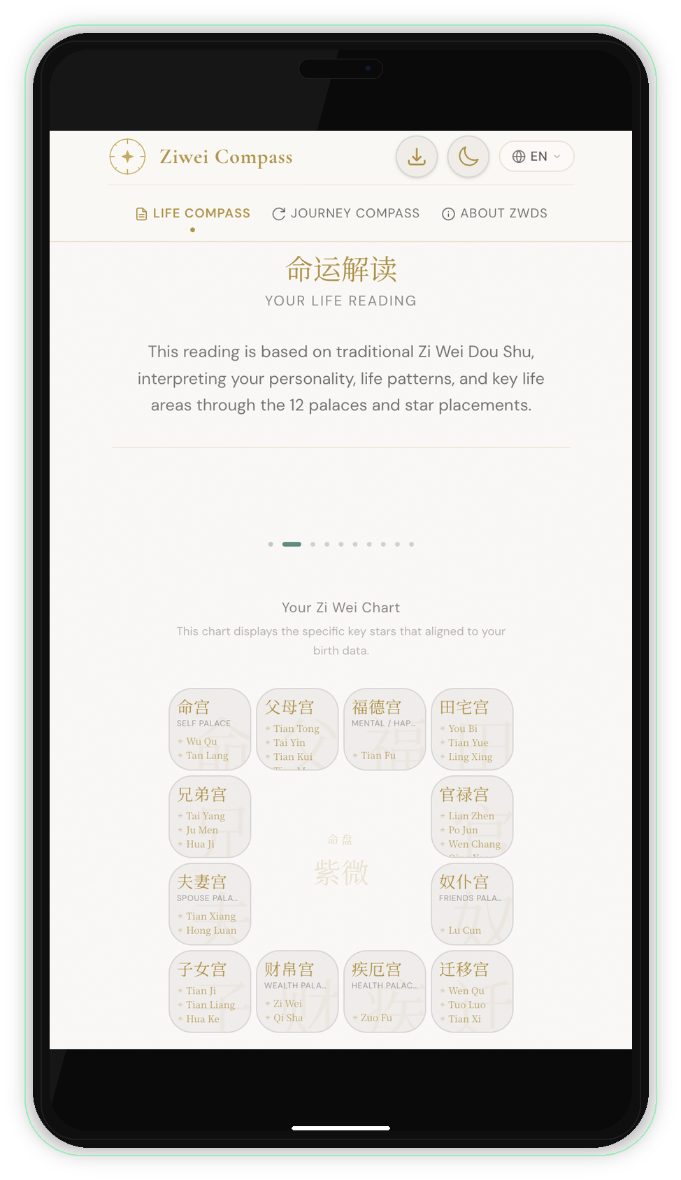 Ziwei Compass Chart mockup